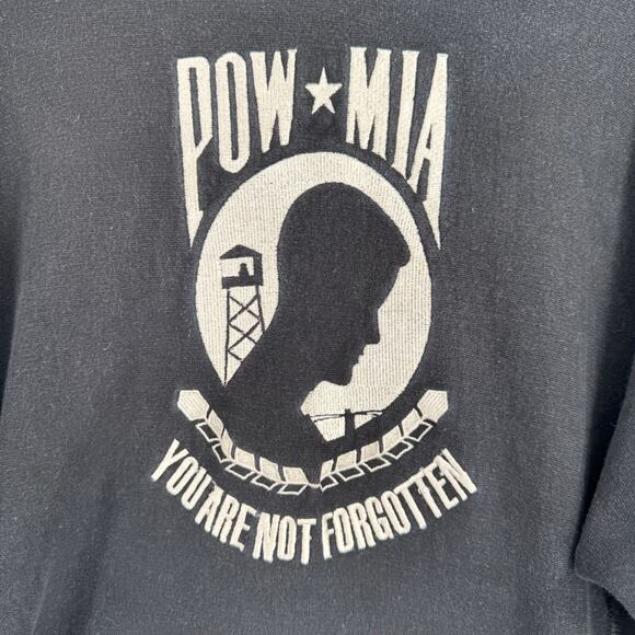 Vintage Steve & Barry's POW MIA Hoodie Sweatshirt‎ Men's Small Black Embroidered - Picture 5 of 13
